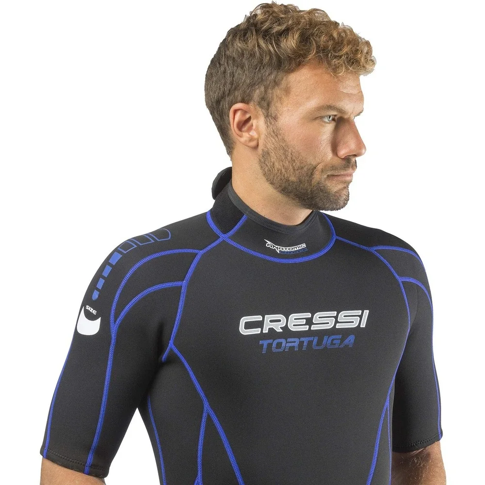 Cressi Tortuga 2.5mm Men's Shorty Wetsuit Black Blue Size‎ Large Scuba Diving